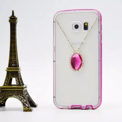 China Soft silicone Samsung Galaxy S6 Edge case cover with rhinestone decoration chrome bumper for sale