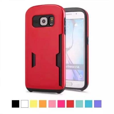 China Galaxy S6 edge inner silicone outer plastic Samsung Cell phone Covers with card slot for sale