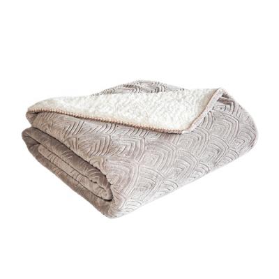 China Wholesale plain OEM solid color short hair pattern sherpa embossed throw blanket for sale