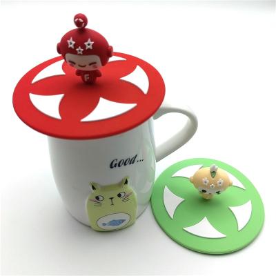 China Non Spill OEM Odm Cartoon Style Tea Water Bottle And Leakproof Dustproof Ceramic Glass Bottle Cover Lid for sale