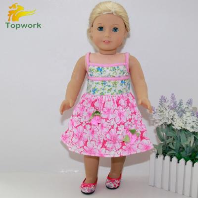 China beautiful pink flower baby - doll short ruffled 18 inch american girl doll dress fit for american girl doll for sale