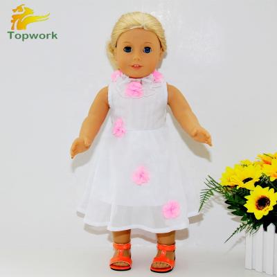 China 18 Inch Pink Flower Girl Weeding Doll White American Dress Fit For American Girl Doll for sale