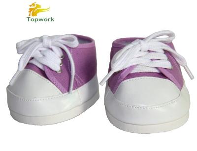 China Cute purple PU canvas and canvas teddy bear shoes, teddy bear sneakers, doll accessories for sale