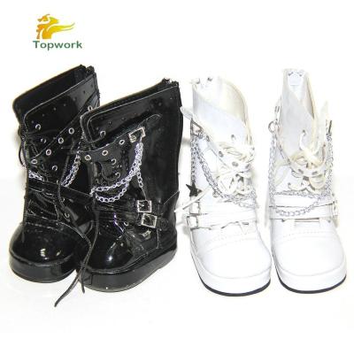 China Simple and cute fashion and beautiful 18 inch white American girl doll boots doll shoes with metal chain for sale