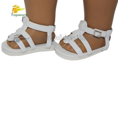 China Fashion and Casual White PU Leather 18 Inch American Girl Doll Sandals for sale