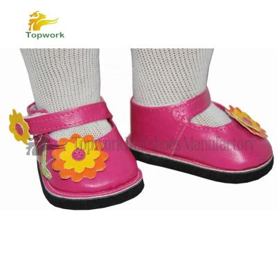 China Cute and Lovely Pink American Doll Accessories 18 Inch Stylish Girl Doll Shoes Doll Sports Shoes with Sunflower Design for sale