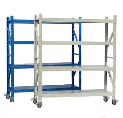 China Corrosion Protection Warehouse Storage Rack Warehouse Shelf Rack Heavy Duty For Wheels Moving Freely Wheel for sale