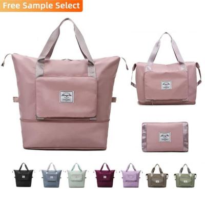 China Fashion Amazon Hot Sale Sports Fleece Tote Wet Dry Separate Shoulder Foldable Expandable Tote Luggage Travel Bag Yoga Training Weekend Bag for sale