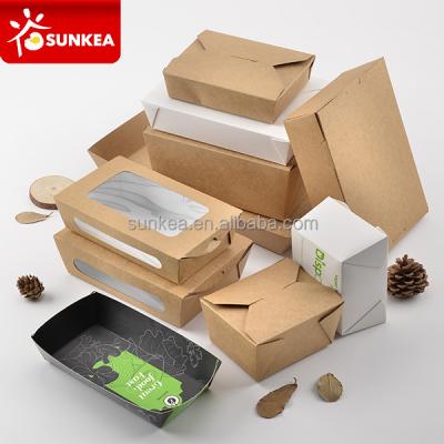 China Eco Friendly Stocked Disposable Biodegradable Custom Printed Fast Kraft Paper Food Packaging Box for sale