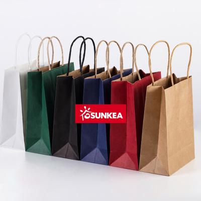 China Disposable Custom Paper Restaurant Kraft Paper Bags With Handle for sale