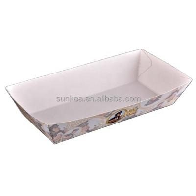 China Biodegradable Custom Printed Fast Food Disposable Paper Serving Hot Dog Trays for sale