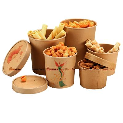 China Custom Printed Disposable Kraft Paper Soup Cups Disposable Hot Soup Bowls for sale