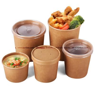 China Disposable custom size soup cups wholesale price kraft paper soup cup for caterer for sale