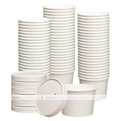 China Disposable White Soup Cups Disposable Wrapping Paper Take Away Soup Bowl With Lids for sale