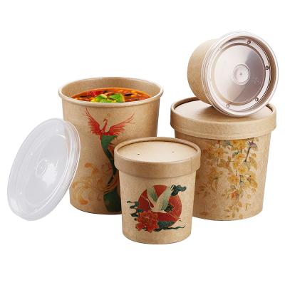 China Disposable Soup Cups With Lids 16oz China Factory Disposable Paper Soup Cup With Lid for sale