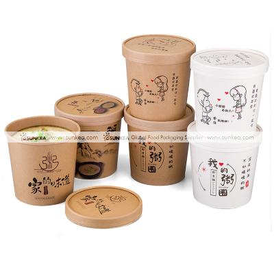 China Disposable Paper Soup Cups Container Customized Logo Soup Bowls For Hot And Sour Soup for sale