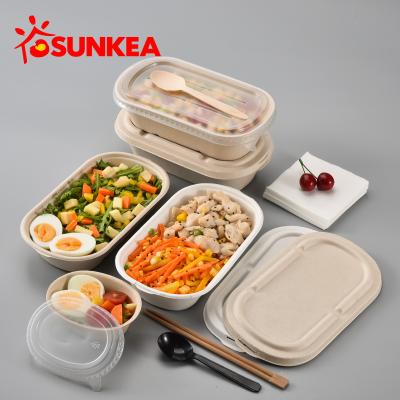 China Microwavable Biodegradable Compostable Pulp Packaging Box For Salad for sale