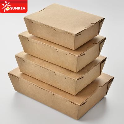 China Sunkea Biodegradable Kraft Paper Disposable Lunch Boxes , Food Grade Paper Boxes With High Quality for sale