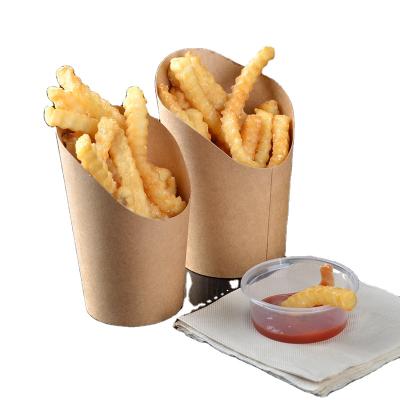 China Biodegradable Food Grade Customized Kraft Paper French Fries Cup Takeaway Packaging for sale