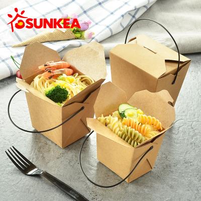 China Restaurant Biodegradable Compostable Chinese Paper Disposable Eco-friendly Stored Packaging Food Container, Noodle Box, Food Bucket for sale