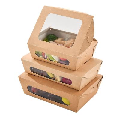 China 500ml Customized Biodegradable Stored Sunkea Eco Friendly Disposable Wrapping Paper Food Container Paper Salad Boxes for sale