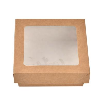 China Sunkea Kraft Disposable Paper Food Packaging With Window Cake Box for sale