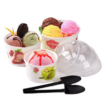 China 3oz 5oz 8oz 12oz 16oz 20oz Disposable Design Paper Ice Cream Cups With Plastic Lid for sale