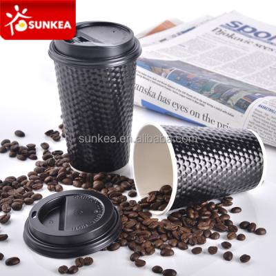 China 12 oz Biodegradable Paper Custom Printed Disposable Coffee Cups With Lids for sale