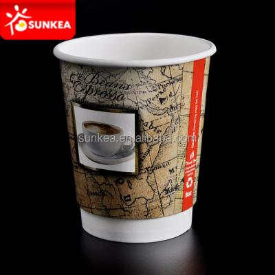 China Disposable Double Wall Logo Printed 12 Oz Disposable Paper Coffee Cups With Lids for sale