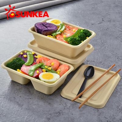 China Factory wholesale biodegradable eco pulp lunch box bamboo packaging box for sale