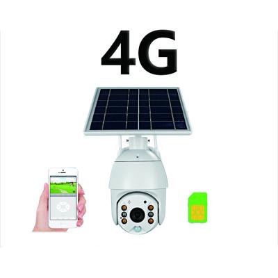 China Built-in siren 4G 2MP cctv surveillance outdoor ip65 alert waterproof low power pir lamp 8W PTZ remote control solar ptz camera for sale