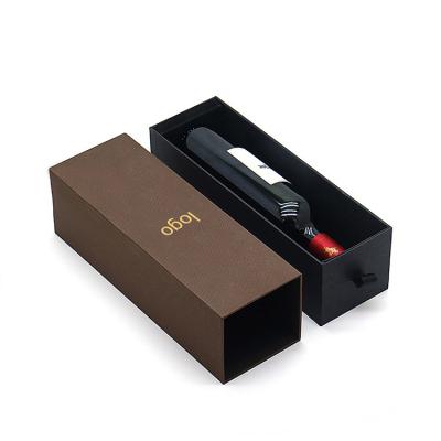 China Custom Simple Red Wine Paper Box Drawer Paper Box High Grade Hardcover Handmade Red Wine Packaging Box for sale