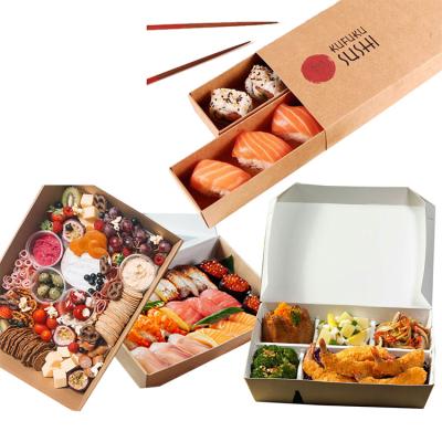 China Disposable Custom Disposable Salad Rice Japanese Meal To Go Pack To Go Lunch Bento Sushi Takeaway Food Container Paper Box for sale