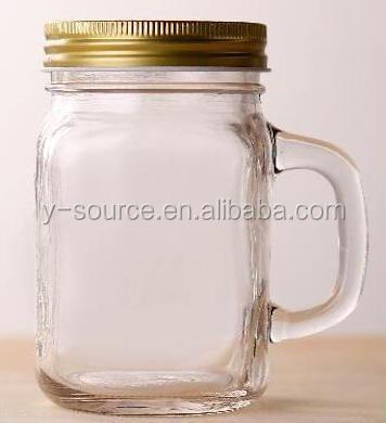 China Square clear glass stocked mason jars with lids and straws for sale