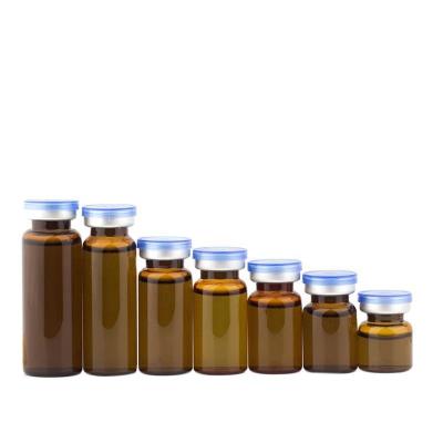 China 4ml pharmaceutical clear and amber in 30ml empty sterile medicine vials pharmecutical glass bottle with 20mm aluminum lid for sale