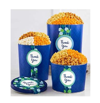 China Custom Printed OEM Food Grade Popcorn Tins Bucket Xmas Metal Popcorn Packaging Large Empty Tin for sale