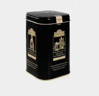 China Custom Size Printed Rectangular Metal Tea Canister Food Grade Tea Canister Coffee Food Storage Airtight Metal Tin for sale