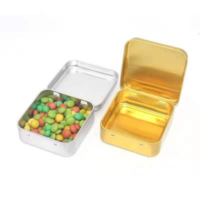 China High Quality Small Rectangular Empty Metal Food Tin Cans Hinged Mint Tins Box Container Candy Storage Box With Hinged Lid for sale