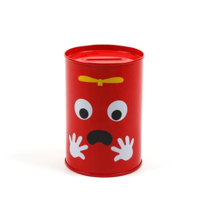 China Food Making Custom Printed Round Shape Metal Tin Can Coin Bank Tin Can Savings Piggy Bank Money Box Tin for sale