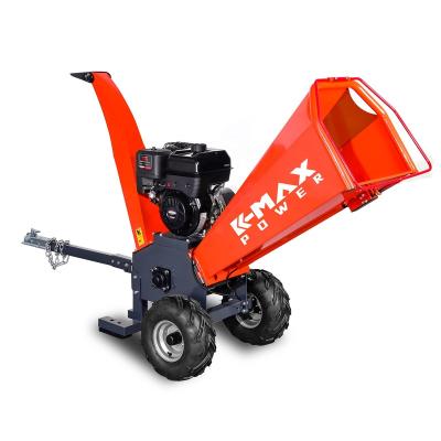 China Petrol Wood Crusher Machine K-maxpower high efficiency electric start 15hp petrol powered engine tree branch wood chipper shredder machine for sale