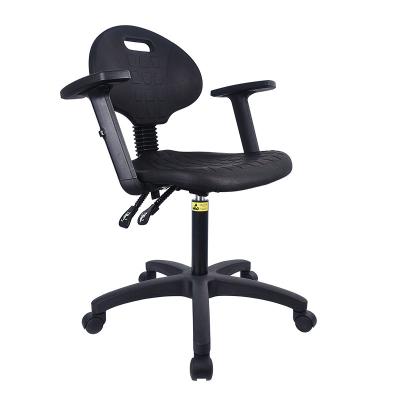 China Modern Carefree Polyurethane PU ESD Lab Stool Chair With PU Handle Armrest ESD Foaming Chair for sale