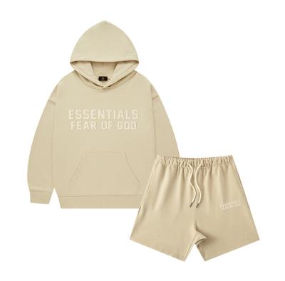 China Breathable Factory Customizable Sets For 2023 New Modern Sports Style Soft Cotton  Hoodie And Shorts 2 Piece Sets for sale