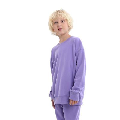 China Breathable Clothings For Boys And Girls 95% Soft Cotton Minimalist Solid Color Long Sleeve 2 Piece Sets For 4-13 Years Old Child for sale