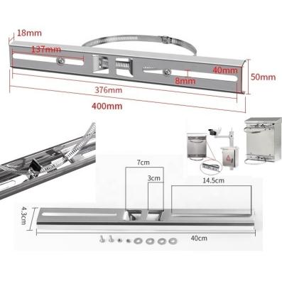 China Vertical Waterproof Rod Manufacturer Box Stainless Steel CCTV Bracket Auxiliary Use Waterproof Bracket With Holding Circle for sale