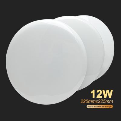 China Outdoor mounted best selling 220v 12w 225mm high bright outdoor sound control ip65 ceiling light for sale