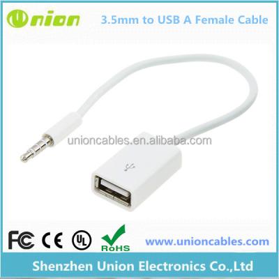 China AUX audio jack. Multimedia 3.5mm Male Jack To USB 2.0 Female Converter Cable for sale