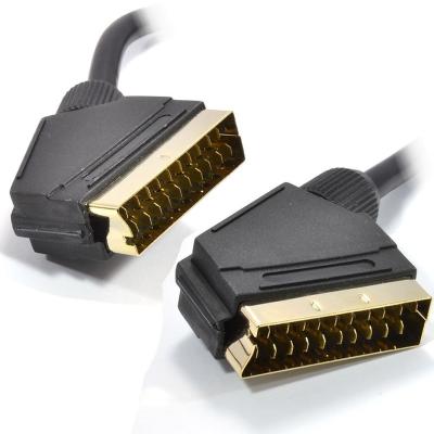 China Gold Plated COMPUTER Black Plug 21 Pin Scart Cable for sale