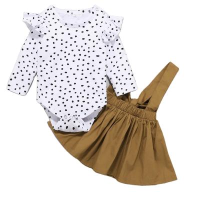 China Long Sleeves Anti-Shrink Pilot Sleeves Potty Suspender Baby Dresses Set for sale