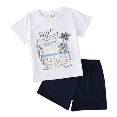 China INS anti-shrink hot-sales beach printed pure cotton T-shirt and shorts baby clothes cotton for sale