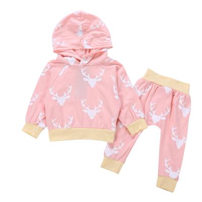 China Breathable Pink Elk Long Sleeve Pants Sports Vintage Casual Boutique Baby Costume Wholesale Kids Clothing Baby Clothes for sale